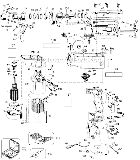 Page A Diagram and Parts List for 5045 Type 100 Black and Decker Hammer Drill